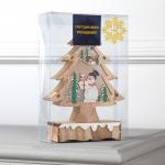 Светодиодная фигура «Ёлка со снеговиком» 12 ? 20 ? 5 см, дерево, батарейки АААх2 (не в комплекте), свечение тёплое белое