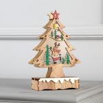 Светодиодная фигура «Ёлка с оленем» 12 ? 20 ? 5 см, дерево, батарейки АААх2 (не в комплекте), свечение тёплое белое