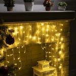 Гирлянда «Бахрома-арка» 1 ? 1 м, IP20, прозрачная нить, 126 LED, свечение тёплое белое, 8 режимов, 220 В