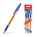 Набор из 3 ручек шариковых ErichKrause R-301 Stick&Grip Classic 1.0, цвет чернил синий (в пакете)