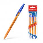 Набор из 3 ручек шариковых ErichKrause R-301 Stick Classic 1.0, цвет чернил синий (в пакете)