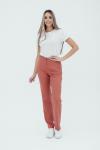 Брюки на высокой посадке слегка зауженные  "Тенсел" лососевый