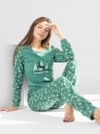 Костюм женский кулирка с брюками "ЗИМНИЙ ЛЕС" ЗЕЛЕНЬ