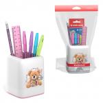 АКЦИЯ. Набор настольный пластиковый ErichKrause® Forte, Teddy Bear, белый с розовой вставкой