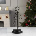 Светодиодная фигура «Ёлка чёрная» 12 ? 25 ? 12 см, металл, батарейки АААх3 (не в комплекте), свечение тёплое белое