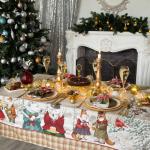 Набор новогодний столовый "Winter holidays"Скатерть новогодняя 150х180см +/-3см с ГМВО,салфетка 40х40см- 8 шт,хл100%