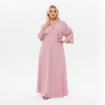 Платье длинное с V- вырезом, пудровое