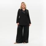 Брюки "палаццо" из атласа с эластаном, цвет черный