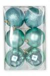 Набор новогодних шаров 8 см (12 шт) SF-7334, аквамариновый №15
