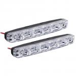 NEW GALAXY Дневные ходовые огни, LED 6  шт., пласт.  корп., 155 мм, 12V, белый, 2  шт.