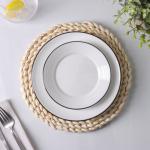 Салфетка сервировочная на стол Доляна «Косичка», плетёная, d=25 см, бежевая