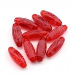 Бусина Дзи "Паук" из горного хрусталя тонированного 10*30мм, цв.красный, 1 бусина