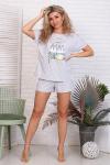 Пижама с шортами, принт "Зайчики" (00881, серый)