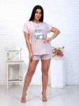 Пижама с шортами, принт "Зайчики" (00881, розовый)