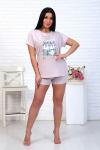 Пижама с шортами, принт "Зайчики" (00881, розовый)