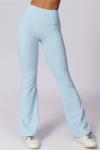 Mist Blue Solid Color High Waist Active Sports Flare Pants