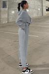 Gray Solid Drop Shoulder Hoodie and Joggers Activewear Set