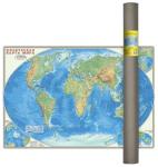 Карта настенная в тубусе. Мир Физический. М1:27,5 млн. 101х69 см. ЛАМ