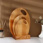 Набор деревянных разделочных досок на подставке Adelica, 3 шт: 30?24, 22,5?18, 19?15 см, пропитаны минеральным маслом, берёза