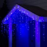 Гирлянда «Бахрома» 3 ? 0.6 м, IP44, УМС, белая нить, 160 LED, свечение синее, 220 В