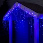 Гирлянда «Бахрома» 3 ? 0.6 м, IP44, УМС, белая нить, 160 SMD-LED, свечение синее, 220 В