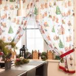 Комплект штор для кухни с подхватами «Новогодняя сказка» 145?180 см - 2 штуки, габардин