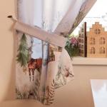 Комплект штор для кухни с подхватами «Звери в городе» 145?180 см-2 штуки, 100% п/э