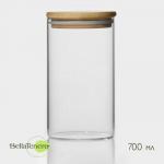 Банка для сыпучих продуктов BellaTenero «Эко», 700 мл, 8.5?15.5 см, с бамбуковой крышкой, стекло, прозрачная