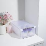 Коробка для хранения обуви выдвижная Доляна Large size, 22?34?13 см, белая