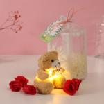 Набор подарочный «Мишка беж с бантом», мыльные красные розы 5 шт., роса, 7?7?12 см