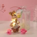 Набор подарочный «Зайка в платье», мыльные розовые розы 5 шт., роса, 7?7?12 см