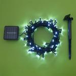 Гирлянда «Нить», 10 м, IP44, 100 LED, 2 режима, солнечная батарея, тёмная нить, свечение белое