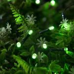 Гирлянда «Нить», 10 м, IP44, 100 LED, 2 режима, солнечная батарея, тёмная нить, свечение зелёное