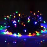 Гирлянда «Нить», 10 м, IP44, 100 LED, 2 режима, солнечная батарея, тёмная нить, свечение мульти
