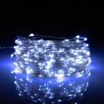Гирлянда «Нить», 20 м, IP44, 200 LED, 2 режима, солнечная батарея, серебристая нить, свечение белое