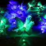 Гирлянда «Нить», 4.5 м, с насадками в виде бабочек, IP44, 30 LED, 2 режима, солнечная батарея, тёмная нить, свечение синее/зелёное