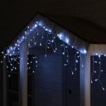Гирлянда «Бахрома», 3?0.6 м, IP44, 114 LED, 8 режимов, солнечная батарея, прозрачная нить, свечение белое