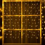 Гирлянда «Занавес», 2?1.5 м, IP44, 280 LED, 8 режимов, солнечная батарея, прозрачная нить, свечение тёплое белое