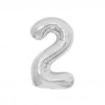 Воздушный шар, 40, MESHU,  цифра 2, серебро, фольгированный, MS_51226