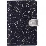 Обложка для паспорта OfficeSpace Shine на кнопке, кожа, темно-синий, тиснение фольгой, 311097