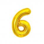 Воздушный шар, 40, MESHU,  цифра 6, золотой, фольгированный, MS_51220