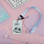 Бейдж вертикальный MESHU Cat day, 110*70мм, лента с карабином, 3D печать, опп пакет с европодвесом, MS_54241