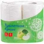 Бумага туалетная OfficeClean 2-слойная, 4шт., тиснение, белая, яблоко, 300439