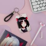 Бейдж вертикальный MESHU Neko, 110*70мм, петля с карабином, 2D печать, опп пакет с европодвесом, MS_54235