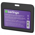 Бейдж горизонтальный Berlingo ID 200, 85*55мм, черный, без держателя, крышка-слайдер, PDk_01009
