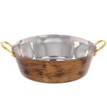 Сковорода из нержавеющей стали 20см с ручками из латуни, цвет Антик