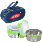 Набор Ланч-бокс 2шт 10*6см из нержавеющей стали с пластиковой крышкой в чехле