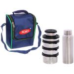 Набор Туриста (бутылка для воды 800мл +5мисок) из нержавеющей стали в чехле