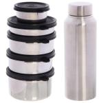 Набор Туриста (бутылка для воды 800мл +5мисок) из нержавеющей стали в чехле