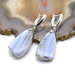 Серьги агат голубой (сапфирин) 15*27мм.